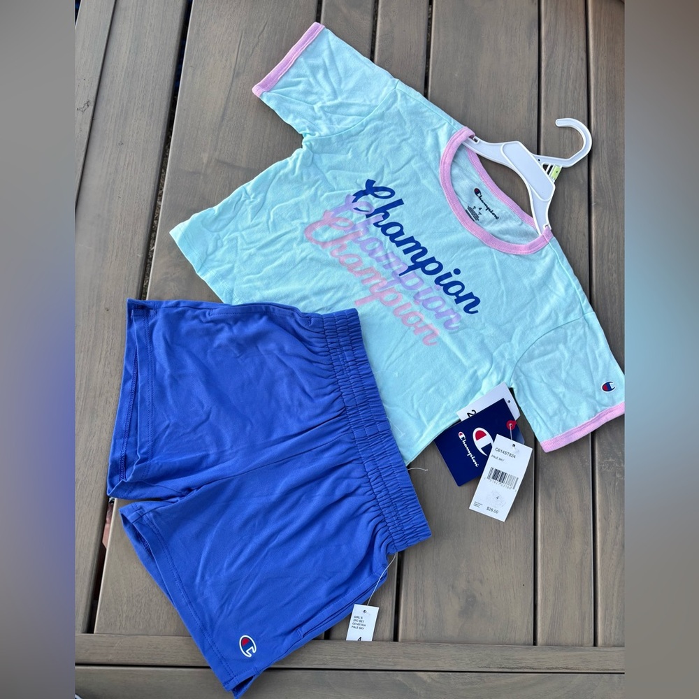Champion Light Blue and Blue Sports Outfit